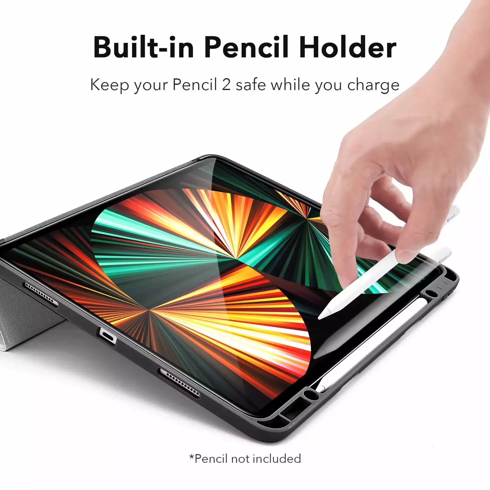 iPad Pro 12.9 (5. nesil) için ESR Pencil Bölmeli Kılıf Gri 4894240123003