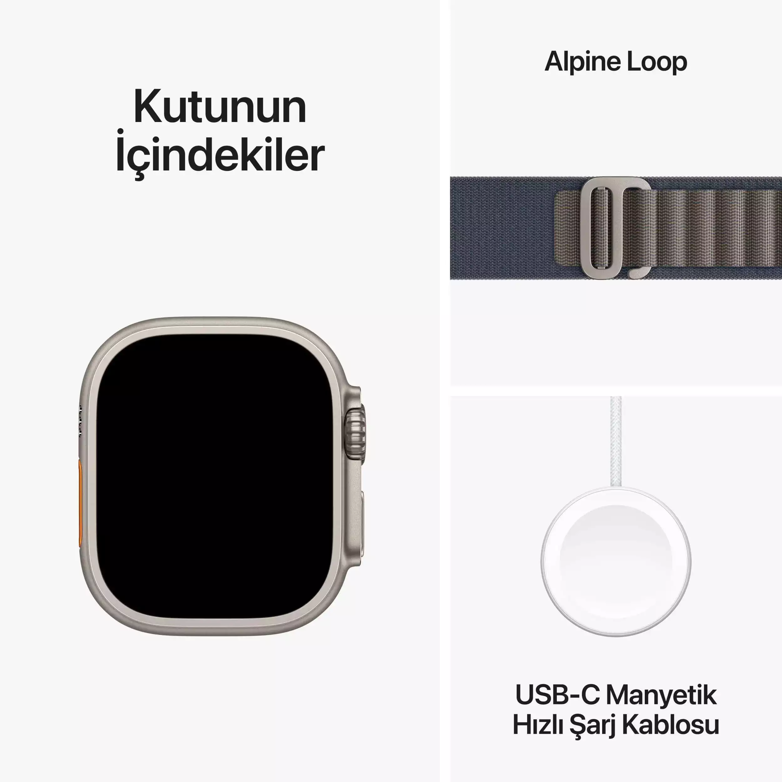 Apple Watch Ultra 2 GPS + Cellular 49mm Titanyum Kasa Mavi Alpine Loop S MREK3TU/A