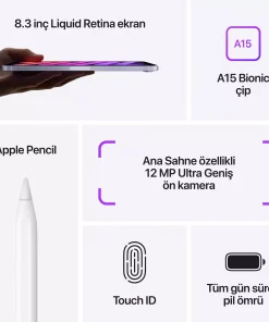 iPad mini 8.3 inç Wi-Fi + Cellular 64GB Uzay Grisi MK893TU/A -7