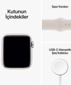 Apple Watch SE GPS 40mm Yıldız Işığı Alüminyum Kasa - Yıldız Işığı Spor Kordon MNJP3TU/A-Teşhir -9