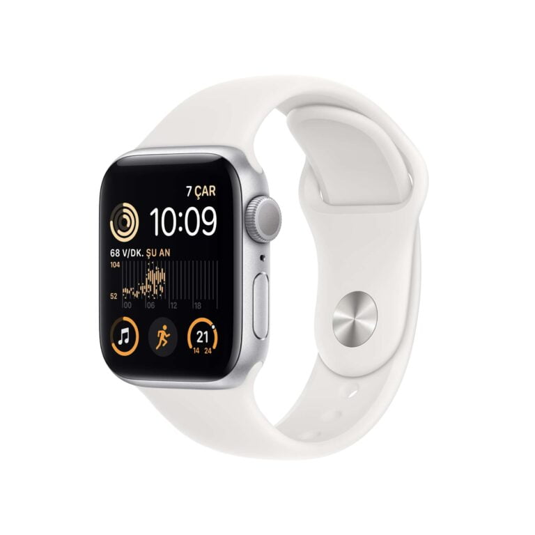Apple Watch SE GPS 40mm Gümüş Rengi Alüminyum Kasa - Beyaz Spor Kordon MNJV3TU/A-Teşhir -2