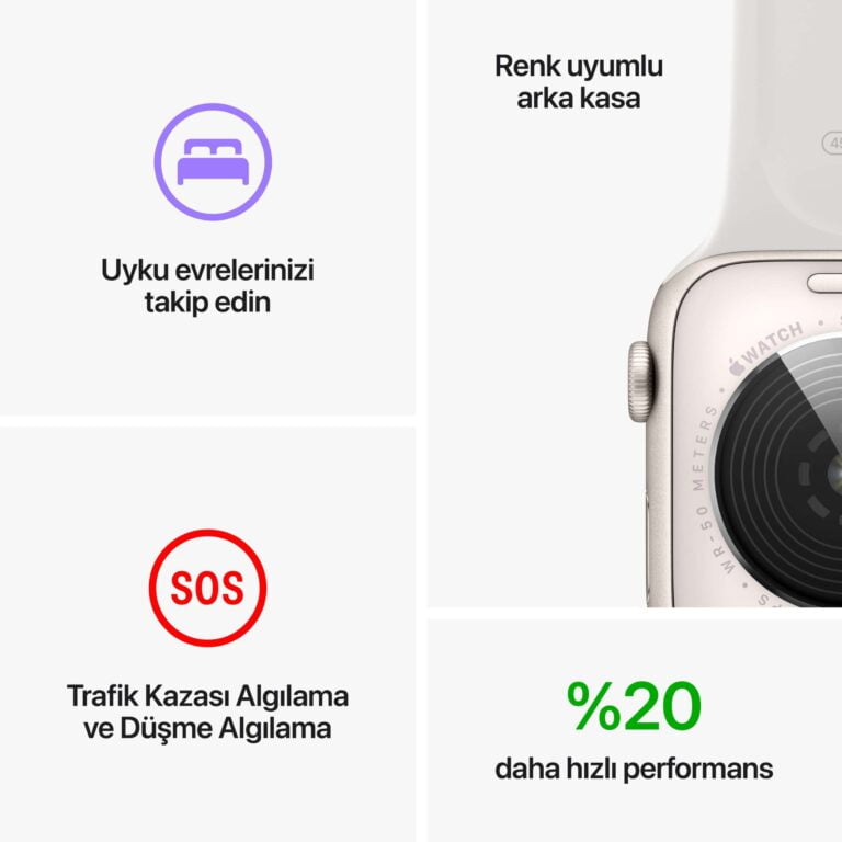 Apple Watch SE GPS 40mm Gümüş Rengi Alüminyum Kasa - Beyaz Spor Kordon MNJV3TU/A-Teşhir -8