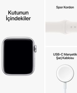 Apple Watch SE GPS 40mm Gümüş Rengi Alüminyum Kasa - Beyaz Spor Kordon MNJV3TU/A-Teşhir -9
