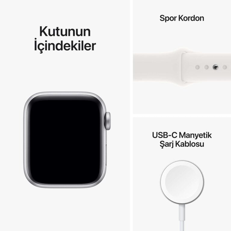 Apple Watch SE GPS 40mm Gümüş Rengi Alüminyum Kasa - Beyaz Spor Kordon MNJV3TU/A-Teşhir -9