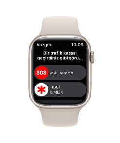 Apple Watch Series 8 GPS 45mm Yıldız Işığı Alüminyum Kasa - Yıldız Işığı Spor Kordon MNP23TU/A-Teşhir -7