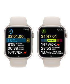 Apple Watch Series 8 GPS 45mm Yıldız Işığı Alüminyum Kasa - Yıldız Işığı Spor Kordon MNP23TU/A-Teşhir -8