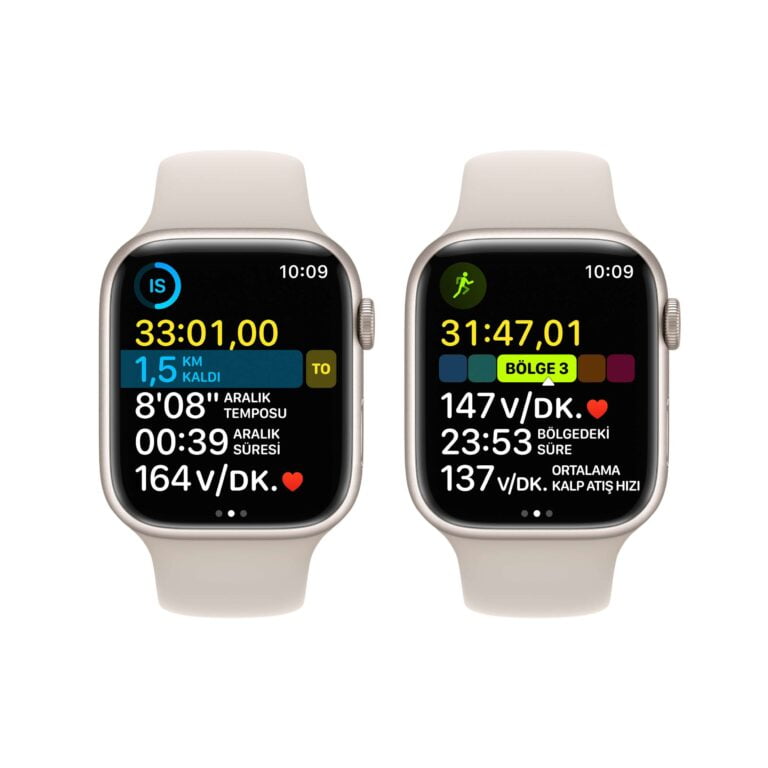 Apple Watch Series 8 GPS 45mm Yıldız Işığı Alüminyum Kasa - Yıldız Işığı Spor Kordon MNP23TU/A-Teşhir -8