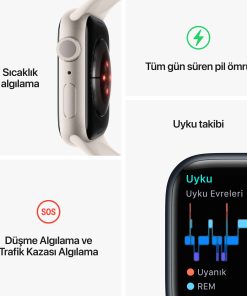 Apple Watch Series 8 GPS 45mm Yıldız Işığı Alüminyum Kasa - Yıldız Işığı Spor Kordon MNP23TU/A-Teşhir -9