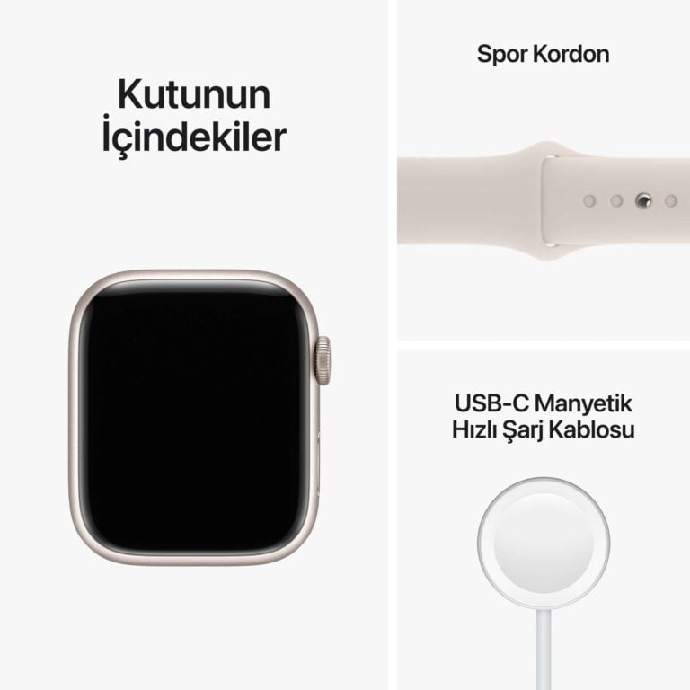 Apple Watch Series 8 GPS 45mm Yıldız Işığı Alüminyum Kasa - Yıldız Işığı Spor Kordon MNP23TU/A-Teşhir -10