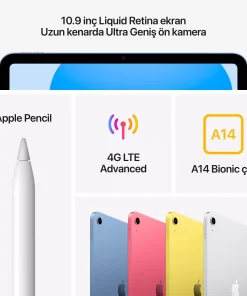 iPad 10.9 inç Wi-Fi + Cellular 256GB Mavi MQ6U3TU/A -5