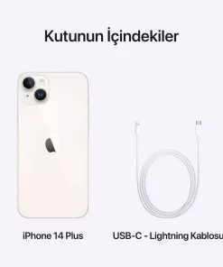 iPhone 14 Plus 256GB Yıldız Işığı MQ553TU/A-Teşhir 19 iPhone 14 Plus 256GB Yıldız Işığı Kutunun İçindekiler