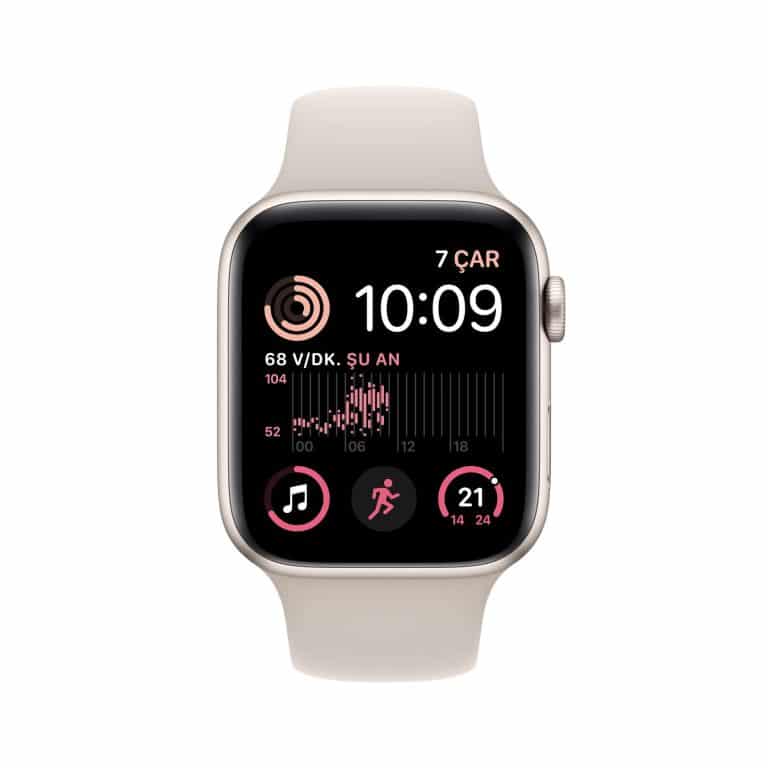 Apple Watch SE GPS 44mm Yıldız Işığı Alüminyum Kasa ve Yıldız Işığı Spor Kordon MNJX3TU/A-Teşhir -3