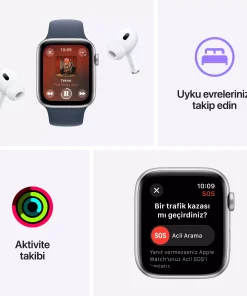 Apple Watch SE GPS 40mm Yıldız Işığı Alüminyum Kasa Yıldız Işığı Spor Kordon M/L MR9V3TU/A -6