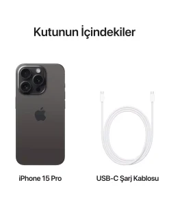 iPhone 15 Pro 128GB Siyah Titanyum Kutu İçeriği