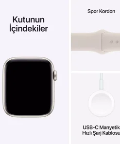 Apple Watch SE GPS 40mm Yıldız Işığı Alüminyum Kasa Yıldız Işığı Spor Kordon S/M MR9U3TU/A -7