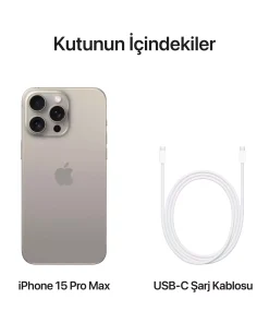 iPhone 15 Pro Max 512GB Natürel Titanyum Kutunun içindekiler