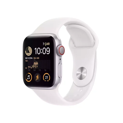 Apple Watch SE GPS + Cellular 40mm Gümüş Alüminyum Kasa - Beyaz Spor Kordon MNPP3TU/A-Teşhir -2