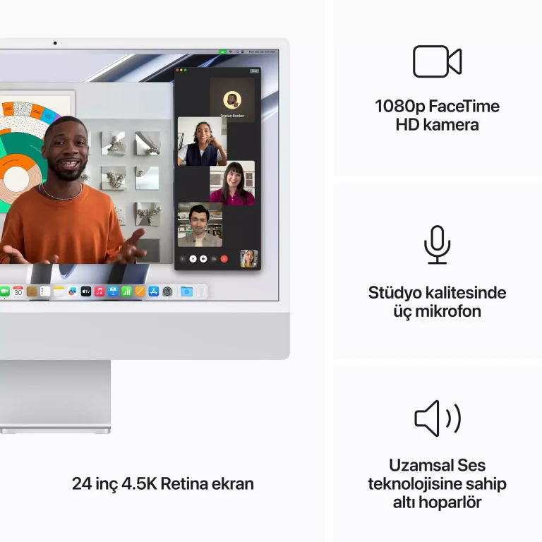 iMac 24 inc 4.5K M3 8CPU 10GPU 8GB 512GB Gümüş MQRK3TU/A - TEŞHİR -5