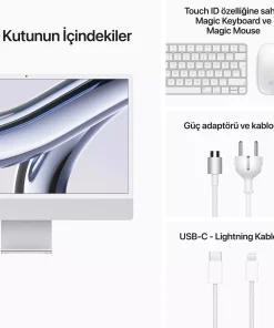 iMac 24 inc 4.5K M3 8CPU 10GPU 8GB 512GB Gümüş MQRK3TU/A - TEŞHİR -9