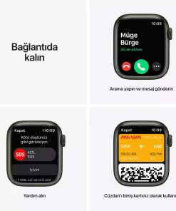 Apple Watch Series 7 GPS 41mm Yeşil Alüminyum Kasa - Yonca Spor Kordon MKN03TU/A-Teşhir -7