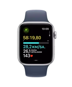 Apple Watch SE GPS + Cellular 44mm Gümüş Alüminyum Kasa Fırtına Mavisi Spor Kordon S/M MRHF3TU/A -4