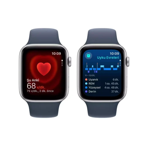 Apple Watch SE GPS + Cellular 44mm Gümüş Alüminyum Kasa Fırtına Mavisi Spor Kordon S/M MRHF3TU/A -3