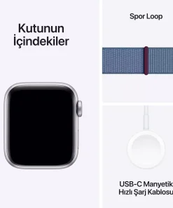 Apple Watch SE GPS + Cellular 40mm Gümüş Alüminyum Kasa Buz Mavisi Spor Loop MRGQ3TU/A -6