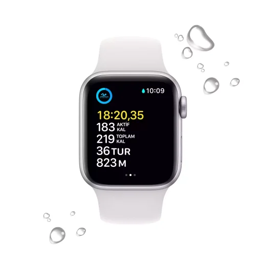 Apple Watch SE GPS + Cellular 40mm Gümüş Alüminyum Kasa - Beyaz Spor Kordon MNPP3TU/A-Teşhir -3