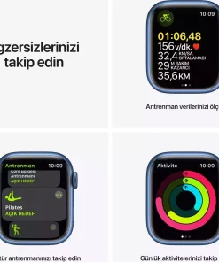 Apple Watch Series 7 GPS 41mm Mavi Alüminyum Kasa - Abis Mavi Spor Kordon MKHU3TU/A-Teşhir -3