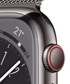 Apple Watch Series 8 GPS + Cellular 45mm Grafit Paslanmaz Çelik Kasa - Grafit Milanese Loop MNKX3TU/A-Teşhir -2