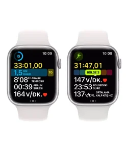 Apple Watch Series 8 GPS 45mm Gümüş Alüminyum Kasa - Beyaz Spor Kordon  MP6N3TU/A-Teşhir -2