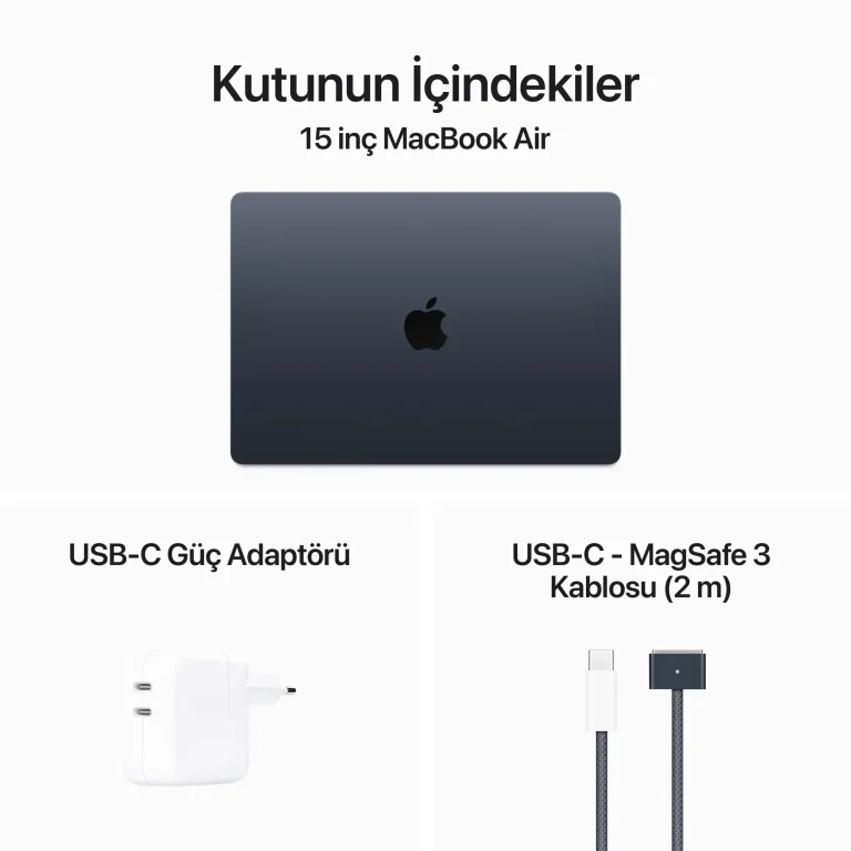 MacBook Air 15 inc M3 8CPU 10GPU 8GB 512GB Gece Yarısı MRYV3TU/A -9