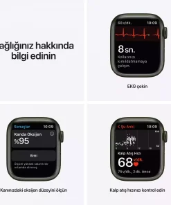 Apple Watch Series 7 GPS 41mm Yeşil Alüminyum Kasa - Yonca Spor Kordon MKN03TU/A-Teşhir -8