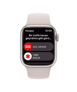 Apple Watch Series 8 41mm Yıldız Işığı Alüminyum Kasa ve Spor Kordon GPS MNP63TU/A-Teşhir -4
