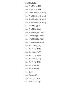 Apple Pencil USB-C Uyumlu Modeller