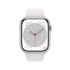 Apple Watch Series 8 GPS 45mm Gümüş Alüminyum Kasa – Beyaz Spor Kordon  MP6N3TU/A-Teşhir