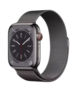 Apple Watch Series 8 GPS + Cellular 45mm Grafit Paslanmaz Çelik Kasa - Grafit Milanese Loop MNKX3TU/A-Teşhir -5