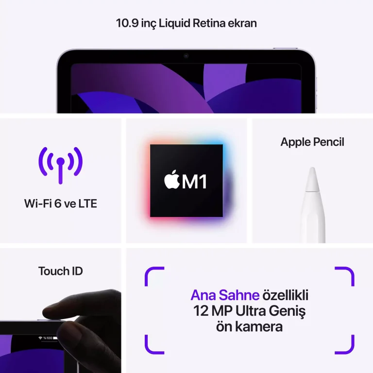 iPad Air 10.9 inç Wi-Fi + Cellular 256GB Mavi MM733TU/A -9