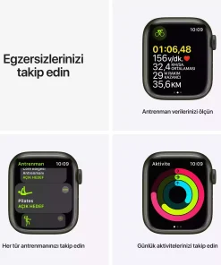 Apple Watch Series 7 GPS 41mm Yeşil Alüminyum Kasa - Yonca Spor Kordon MKN03TU/A-Teşhir -5
