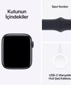Apple Watch SE GPS + Cellular 44mm Gece Yarısı Alüminyum Kasa Gece Yarısı Spor Kordon S/M MRH53TU/A -6