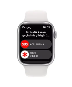 Apple Watch Series 8 GPS 45mm Gümüş Alüminyum Kasa - Beyaz Spor Kordon  MP6N3TU/A-Teşhir -5