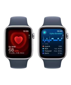 Apple Watch SE GPS + Cellular 44mm Gümüş Alüminyum Kasa Fırtına Mavisi Spor Kordon M/L MRHJ3TU/A -5