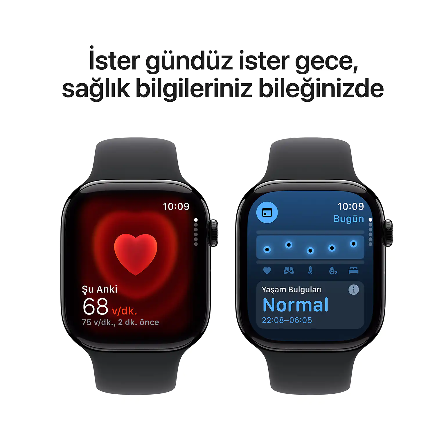Apple Watch Series 10 GPS 42mm Simsiyah Alüminyum Kasa Siyah Spor Band M/L MWWF3TU/A 5 Apple Watch Series 10 Simsiyah Sağlık