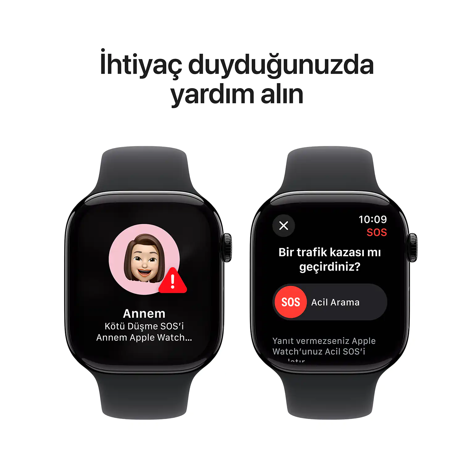 Apple Watch Series 10 GPS 42mm Simsiyah Alüminyum Kasa Siyah Spor Band M/L MWWF3TU/A 4 Apple Watch Series 10 Simsiyah Yardım