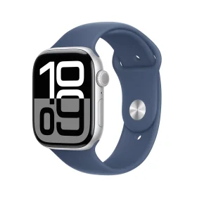 Apple Watch Series 10 GPS + Cellular 42mm Gümüş Alüminyum Kasa Denim Spor Kordon M/L MWX43TU/A