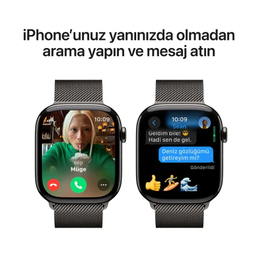 Apple Watch Series 10 Slate Milanese arama ve mesaj