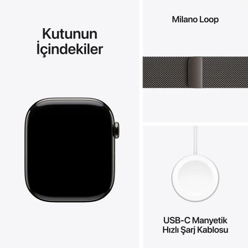 Apple Watch Series 10 Slate Milanese Kutunun içindekiler