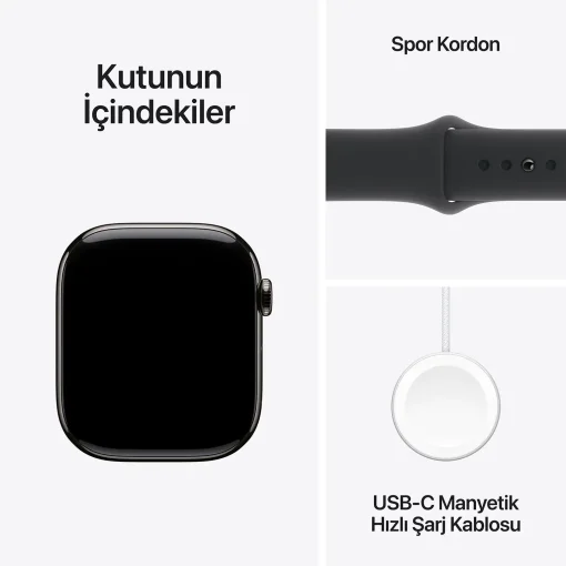 Apple Watch Series 10 Slate Titanyum Kutunun İçindekiler