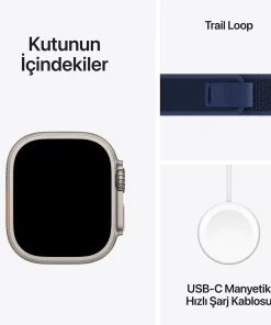 Apple Watch Ultra 2 MaviKutunun içindekiler