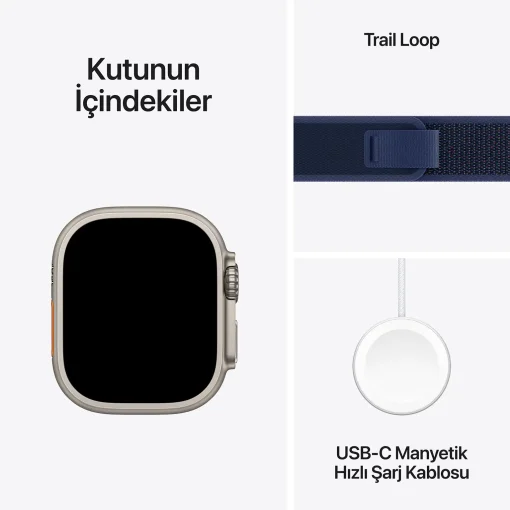 Apple Watch Ultra 2 MaviKutunun içindekiler